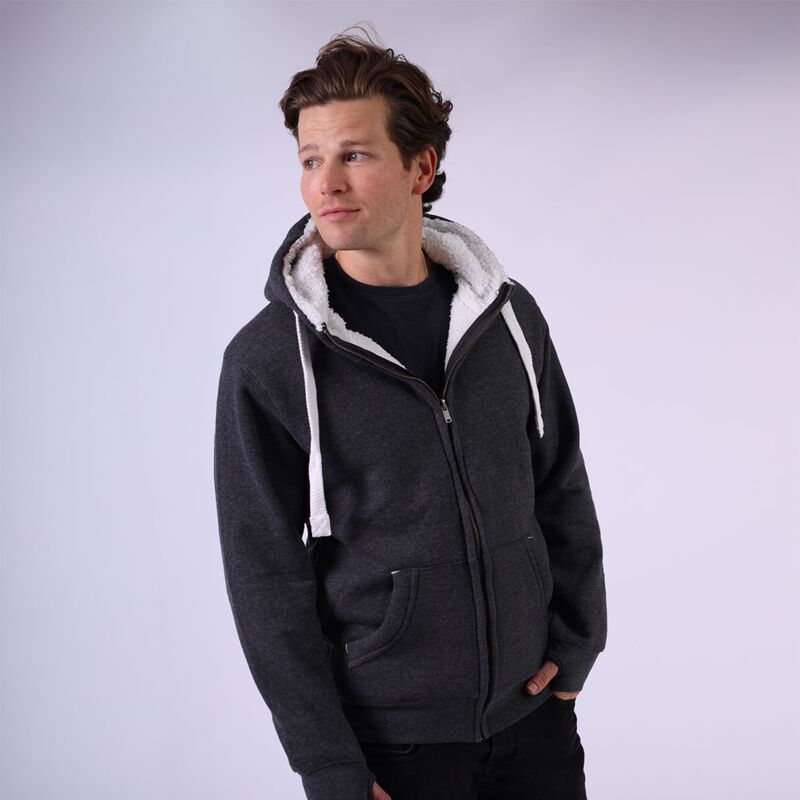 Sherpa Fleece Zip Hoodie-Peach Finished Thumbnail